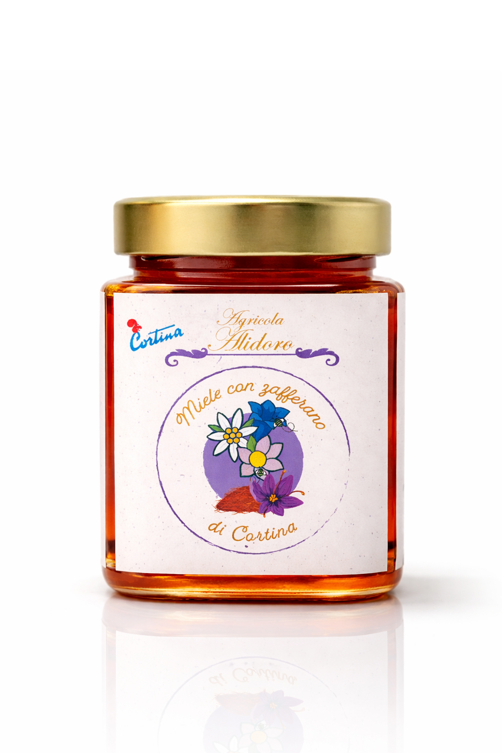 MIELE MILLE FIORI AROMATIZZATO ZAFFERANO DI CORTINA D'AMPEZZO - 450g